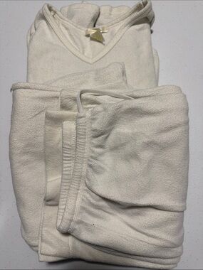 Cream Fleece Pajama Set - Soft Cozy Sleepwear